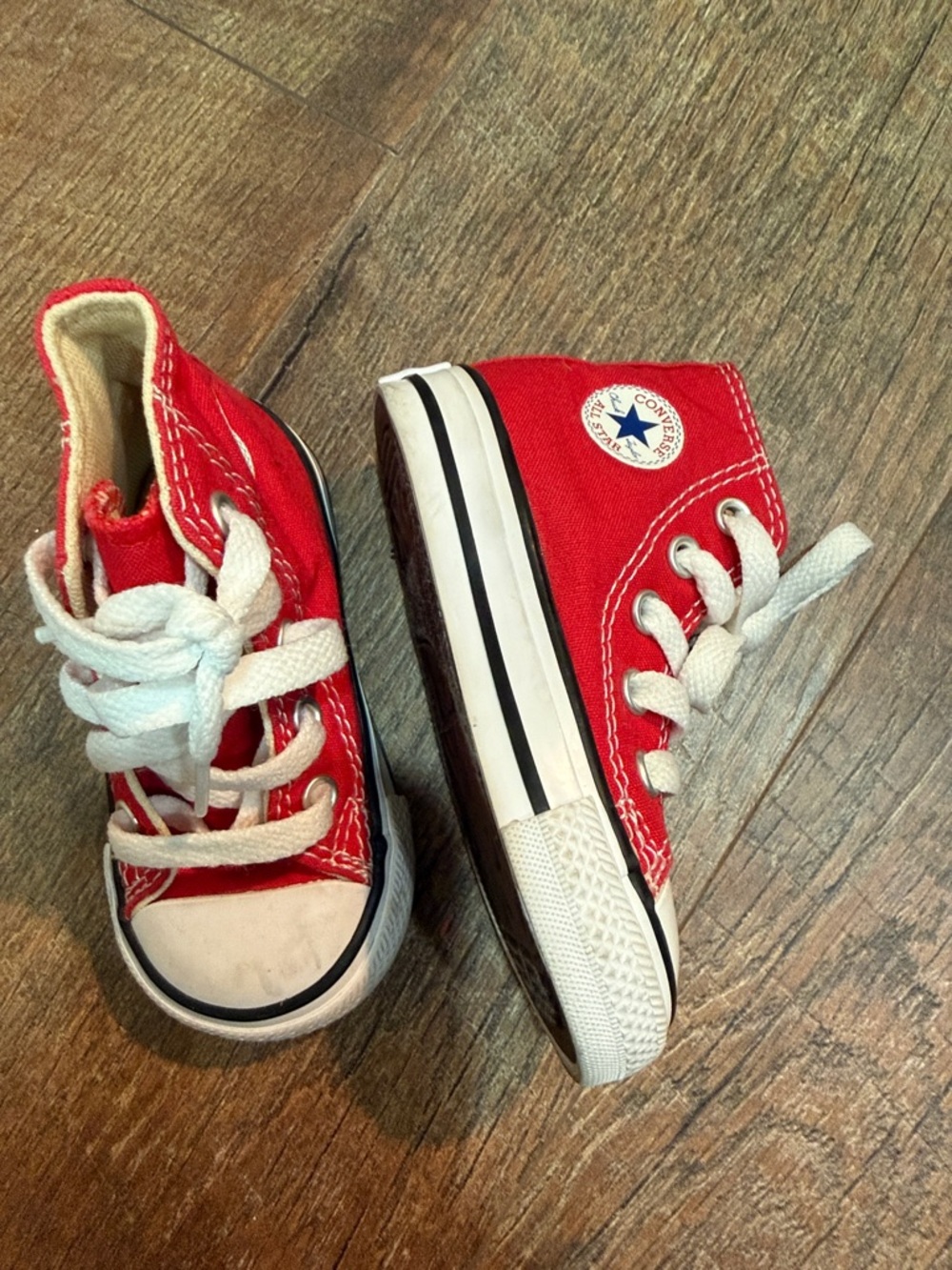 Converse Kids Red High-Top Canvas Sneakers with White Accents
